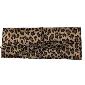 Jewelry Organizer Leopard Animal Print Travel Case Satin Brown Black Multicolor